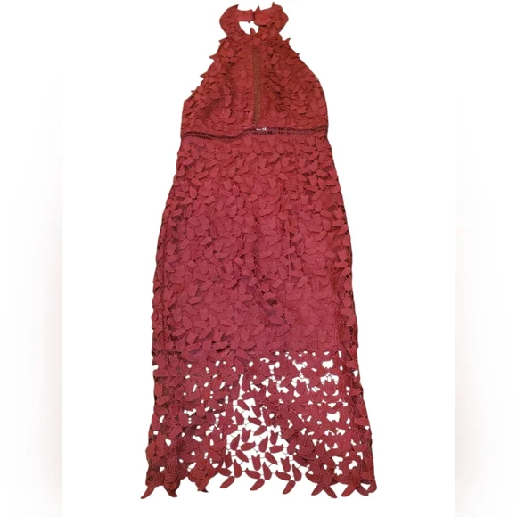 NWT Bardot Burgundy Gemma Halter Lace Dress Size 4 - Picture 5 of 14